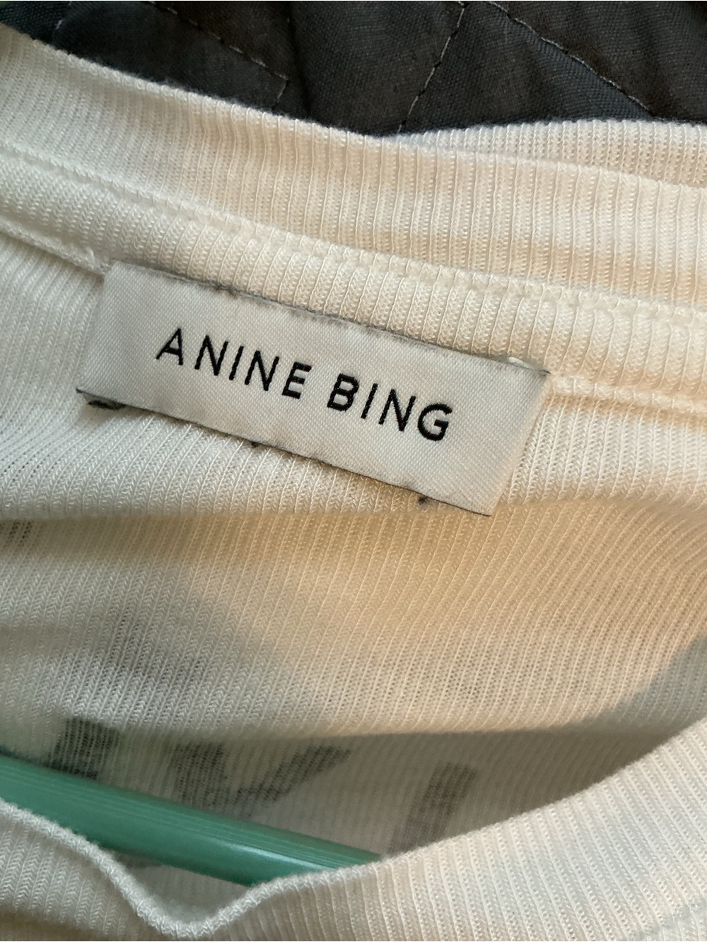 🌺Anine Bing Louis White Ribbed Logo Front/Back “HOLLYWOOD” Tee - Picture 5 of 6